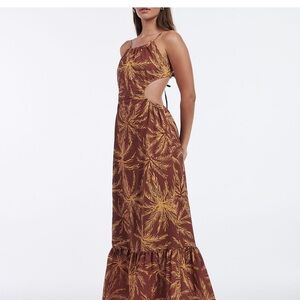 Cut Out, Tie Back Maxi Dress in Palm Print Size xs